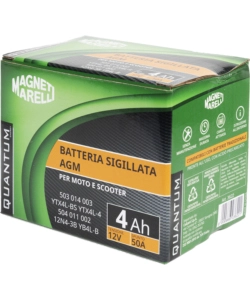 Magneti marelli batteria moto e scooter 4ah 12v 50a tecnologia agm sigillata polo positivo destro